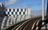 Edinburgh Tram Service  -Approaching Haymarket on the journey to York Place.  Edinburgh Castle is on the horizon -  June 2014