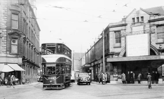 Tram at the Foot of Leith Walk  beside the Palace Cinema  -  travelling towards Newhaven and Granton