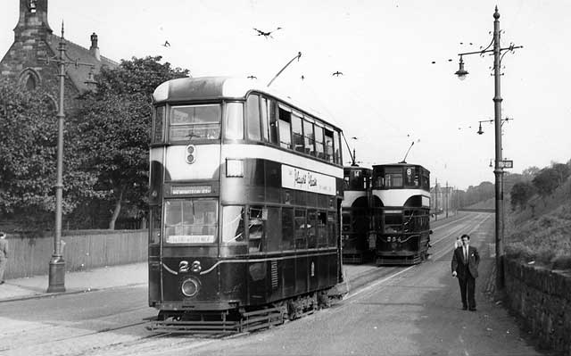 Trams in Granton Road  -  photo taken from near Granton Square