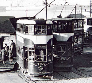 Trams at Granton Square - zoom-in