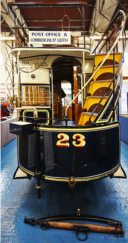 Edinburgh Street Tramway Copany  -  Horse-drawn Tram  -  Restored 2012  -Seen here at Lathalmond Vintage Bus Museum, August 2013