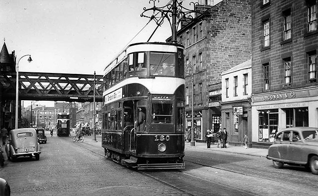 Tram at the Foot of Leith Walk  beside the Palace Cinema  -  travelling towards Newhaven and Granton