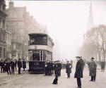Lookking to the east along Princes Street from the Foot of the Mound towards the Scott Monument  -  Tram 116