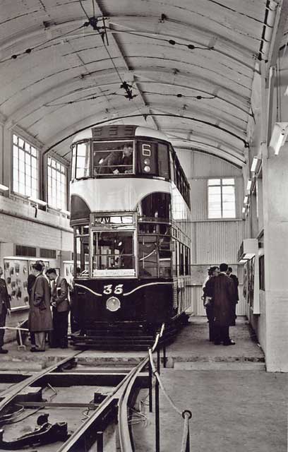 Edinnburgh tram No 35, preserved - probably in the small museum at Shrubhiill Works