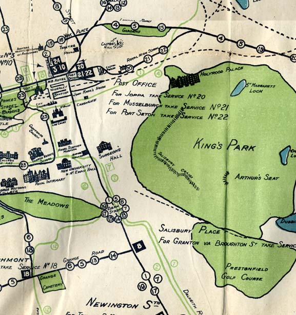 Edinburgh Corporation Transport Department  -  Map of Tram and Bus Routes  -  1924  -  Newington