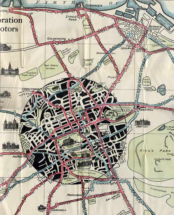 Edinburgh Corporation Transport Department  -  Map of Tram and Bus Routes  -  1928