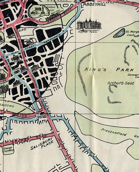 Edinburgh Corporation Transport Department  -  Map of Tram and Bus Routes  -  1928  -  Newington