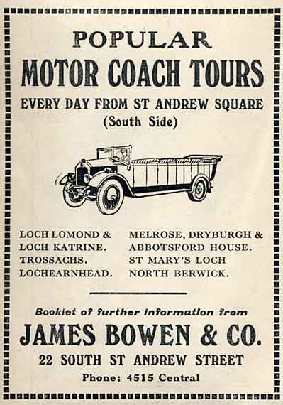 Advert on the back of an Edinburgh Corporation Tramways Department map, published around 1928
