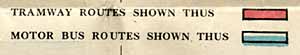 Key to Edinburgh Corporation Transport Department tram and bus map from the mid-1920s
