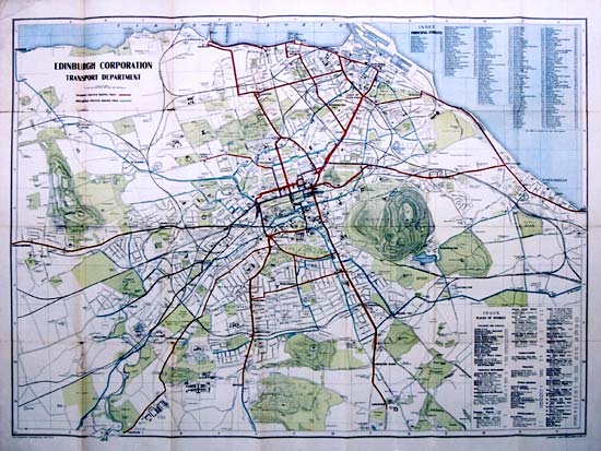 Edinburgh Corporation Transport Department  -  Map of Tram and Bus Routes  -  1932