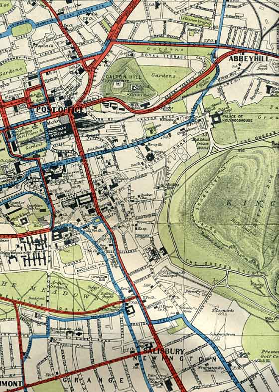 Edinburgh Corporation Transport Department  -  Map of Tram and Bus Routes  -  1932  -  Newington