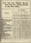 Edinburgh Corporation Transport Department  -  Tram times  -  1932  -  First and Last cars to the Post Office