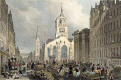 Engraving from 'Modern Athens  -  hand-coloured  -  St Giles Church and the Lawnmarket