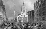 Engraving in 'Modern Athens'  -  St Giles Church and the Lawnmarket