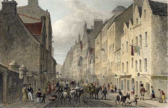 Engraving from 'Modern Athens'  -  hand-coloured  -  The Canongate