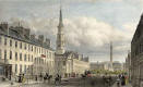 Engraving from 'Modern Athens'  -  hand-coloured  -  St Andrew's Church at the Eas End of George Street