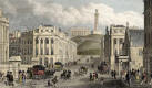 Engraving from 'Modern Athens'  -  hand-coloured  -  Waterloo Place and Calton Hill
