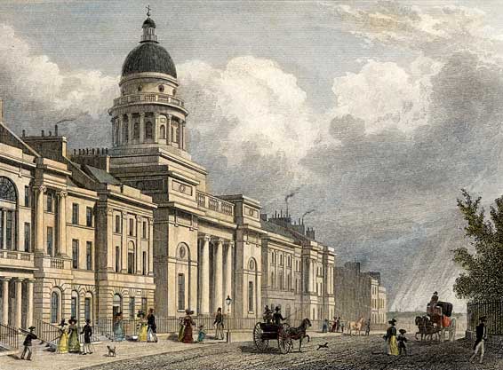 Engraving from 'Modern Athens'  -  hand-coloured  -  St George's Church in Charlotte Square