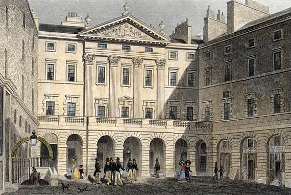 Engraving in 'Modern Athens'  -  hand-coloured  -  Royal Exchange in the Royal Mile