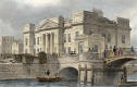 Engraving from 'Modern Athens'  -  hand-coloured  -  Custom House at Leith