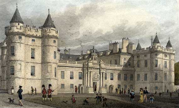 Engraving from 'Modern Athens'  -  hand-coloured  -  Holyrood Palace