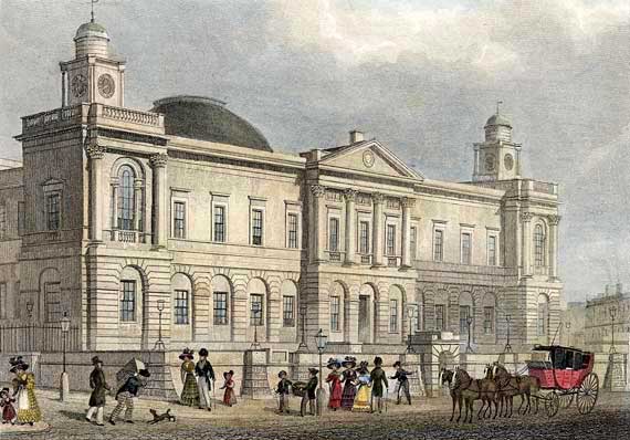 Engraving in 'Modern Athens' - hand-coloured - Register House