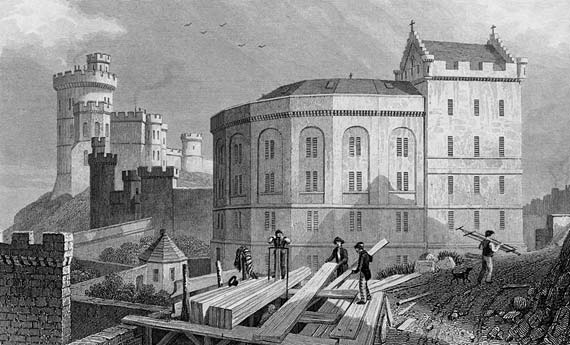 Engraving in 'Modern Athens'  -  The east end of the Bridewell and the Jail Convenor's House