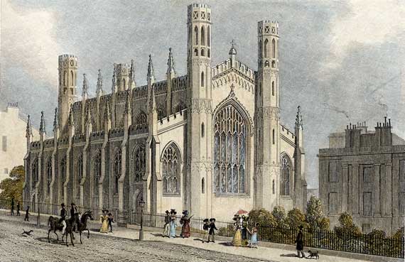 Engraving from 'Modern Athens'  -  hand-coloured  -  St Paul's Church in York Place