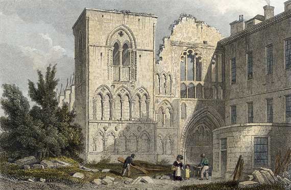 Engraving from 'Modern Athens'  -  hand-coloured  -  Holyrood Chapel