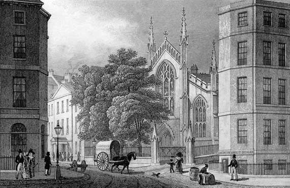 Engraving in 'Modern Athens'  -  The Catholic Chapel from Picardy Place