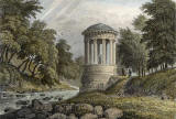 Engraving from 'Modern Athens'  -  hand-coloured  -  St Bernard's Well beside the Water of Leith at Stockbridge