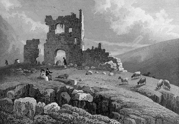 Engraving in 'Modern Athens'  -  St Anthonys Chapel in Queen's Park