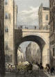Engraving from 'Modern Athens'  -  hand-coloured  -  South Bridge from the Cowgate
