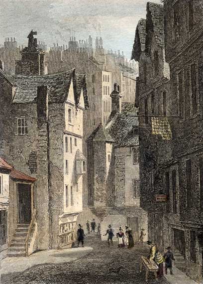 Engraving from 'Modern Athens'  -  hand-coloured  -  High School Wynd