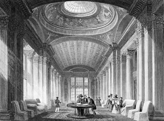 Engraving from Modern Athens  -  Interior of the Advocates' Library