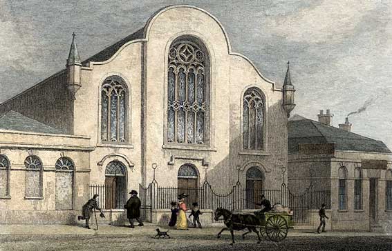 Engraving from 'Modern Athens'  -  hand-coloured  -  Lady Yester Church