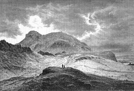 Engraving in 'Old & New Edinburgh'  -  Arthur's Seat in Queen's Park, Edinburgh