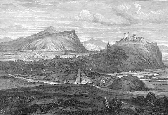 Engraving in 'Old & New Edinburgh  -  Edinburgh from the north  -  1693