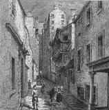 Engraving from 'Old & New Edinburgh  -  Fleshmarket Close