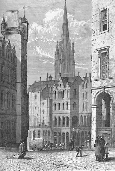 Engraving from 'Old & New Edinburgh'  -  Victoria Street and Victoria Terrace