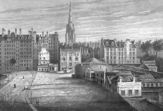 Engraving from 'Old & New Edinburgh'  -  The Mound