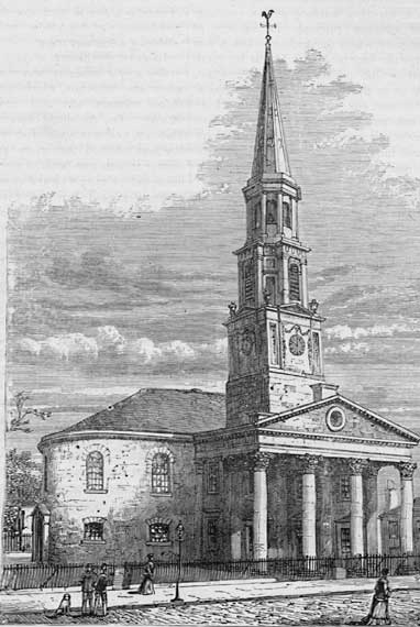 Engraving from 'Old & New Edinburgh'  -  St Andrew's Church in George Street