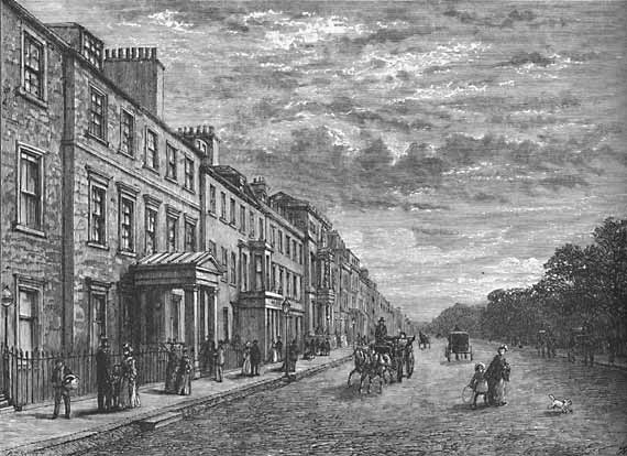 Engraving from 'Old & New  Edinburgh'  --  Queen Street