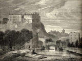 Engraving in 'Old & New Edinburgh'  -  Edinburgh Castle from Port Hopetoun  -  1825