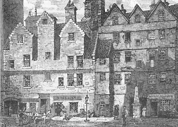 Engraving from 'Old & New Edinburgh'  -  The Grassmarket