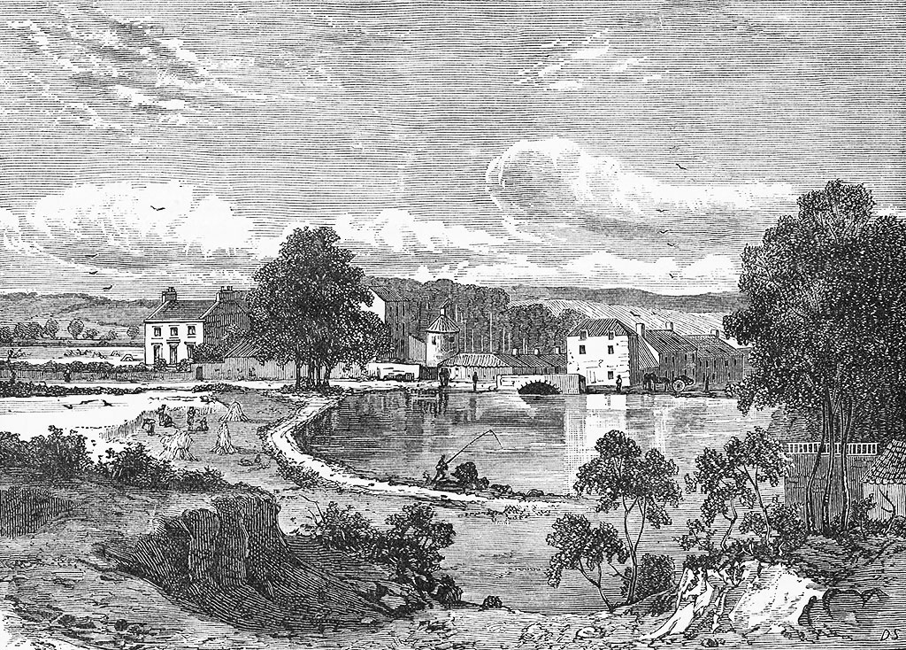 Engraving from 'Old & New Edinburgh'  -  Canonmills Loch