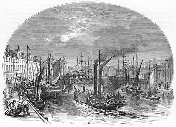 Engraving in Old & New Edinburgh - Leith Harbour