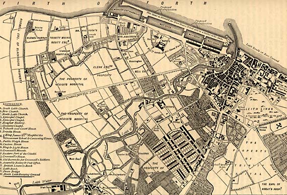 Engraving from 'Old & New Edinburgh'  -  Map of Leith