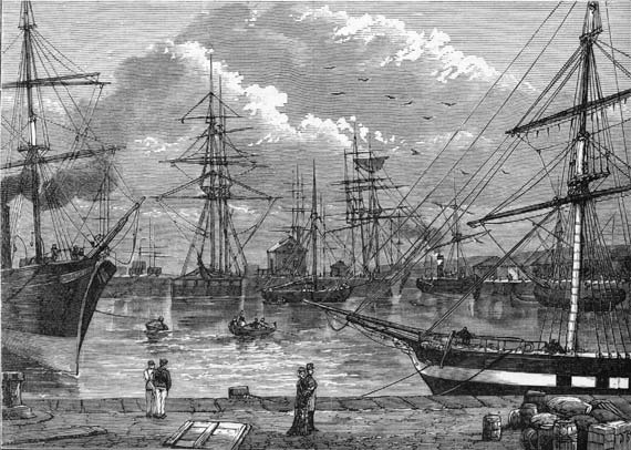 Engraving in 'Old & New Edinburgh' - Edinburgh Dock, Leith