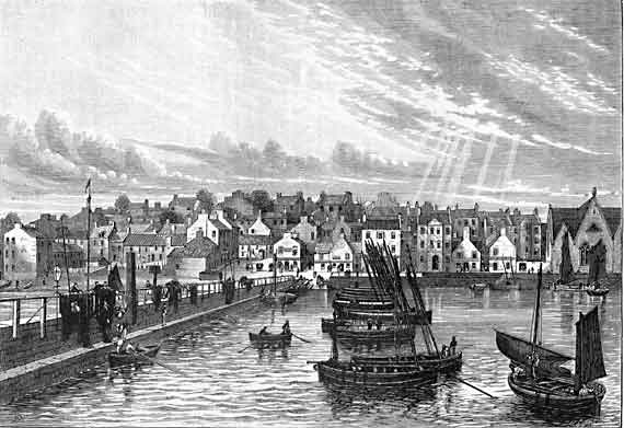 Engraving from 'Old & New Edinburgh' - Newhaven from the Pier